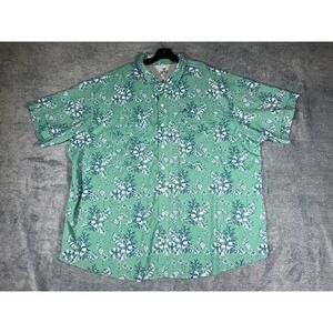 IZOD Saltwater Mens 3XB Green Tropical Pineapple Floral Button Down Shirt